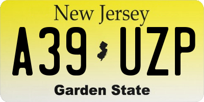 NJ license plate A39UZP
