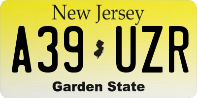 NJ license plate A39UZR