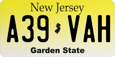 NJ license plate A39VAH