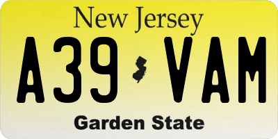 NJ license plate A39VAM