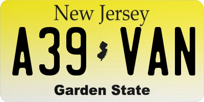 NJ license plate A39VAN