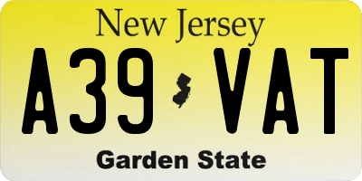 NJ license plate A39VAT