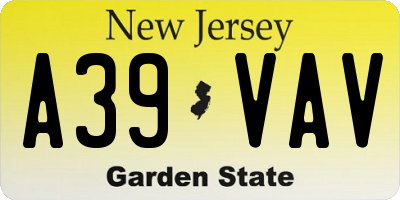NJ license plate A39VAV