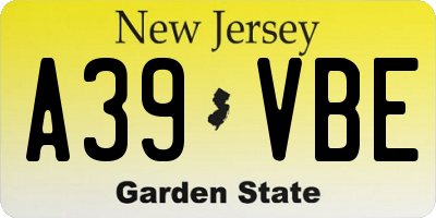 NJ license plate A39VBE
