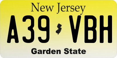 NJ license plate A39VBH