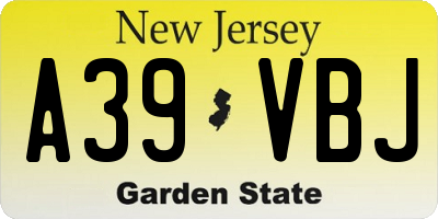 NJ license plate A39VBJ