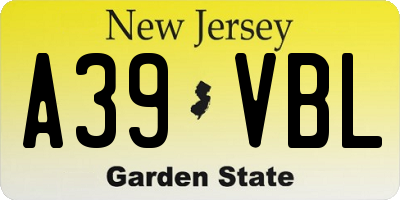 NJ license plate A39VBL