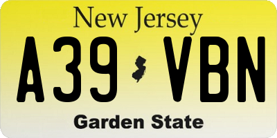 NJ license plate A39VBN