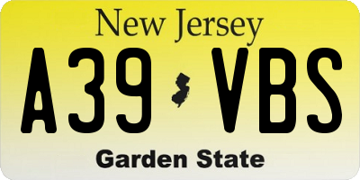 NJ license plate A39VBS
