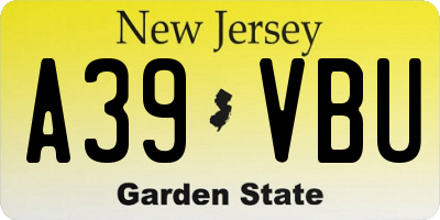 NJ license plate A39VBU