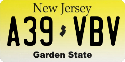 NJ license plate A39VBV