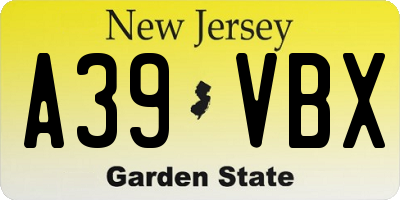 NJ license plate A39VBX