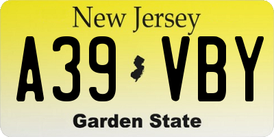NJ license plate A39VBY