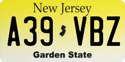 NJ license plate A39VBZ