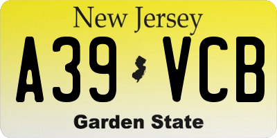 NJ license plate A39VCB