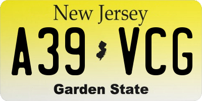 NJ license plate A39VCG