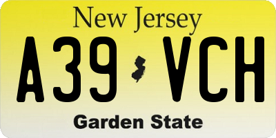 NJ license plate A39VCH