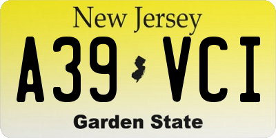 NJ license plate A39VCI