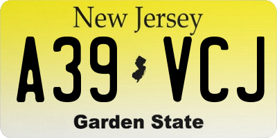 NJ license plate A39VCJ