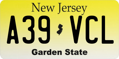 NJ license plate A39VCL