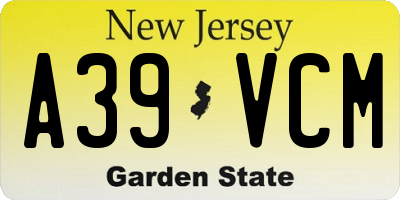 NJ license plate A39VCM