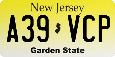 NJ license plate A39VCP