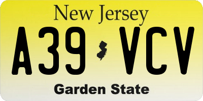 NJ license plate A39VCV