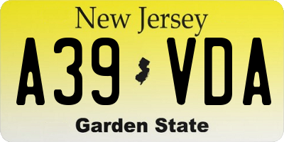 NJ license plate A39VDA