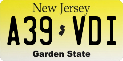 NJ license plate A39VDI