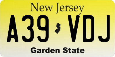 NJ license plate A39VDJ