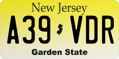 NJ license plate A39VDR