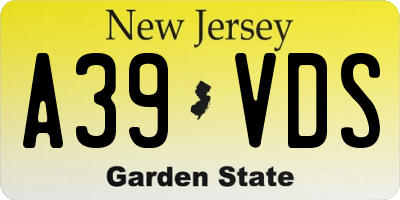 NJ license plate A39VDS