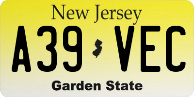 NJ license plate A39VEC