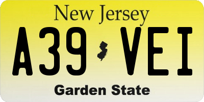 NJ license plate A39VEI