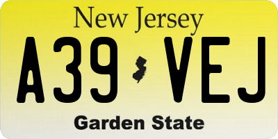 NJ license plate A39VEJ