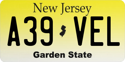 NJ license plate A39VEL