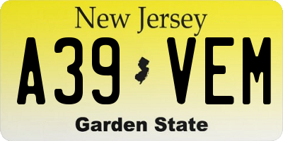 NJ license plate A39VEM