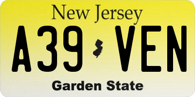 NJ license plate A39VEN