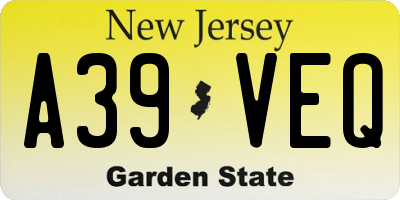 NJ license plate A39VEQ