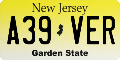 NJ license plate A39VER