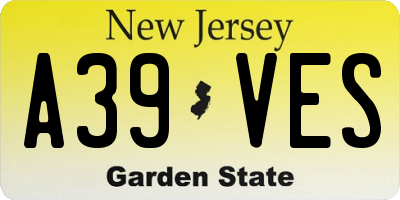 NJ license plate A39VES
