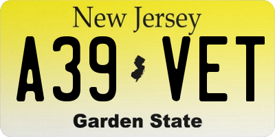 NJ license plate A39VET