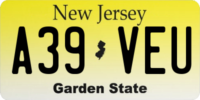 NJ license plate A39VEU