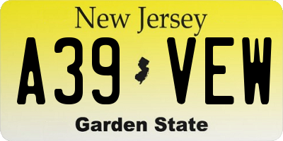 NJ license plate A39VEW