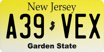 NJ license plate A39VEX