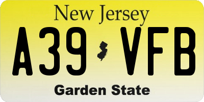 NJ license plate A39VFB
