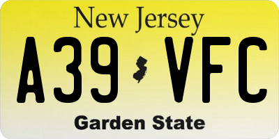 NJ license plate A39VFC