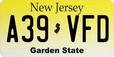 NJ license plate A39VFD