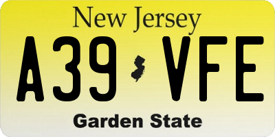 NJ license plate A39VFE