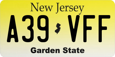NJ license plate A39VFF